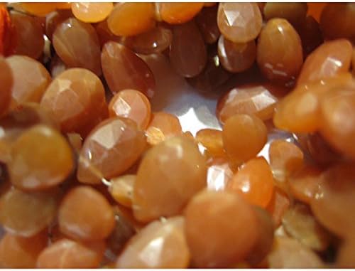 13 inch natural beads strand of 10x6mm faceted pear orange moonstone gemstone beads for DIY jewelry - necklace, bracelet, earring, ring.