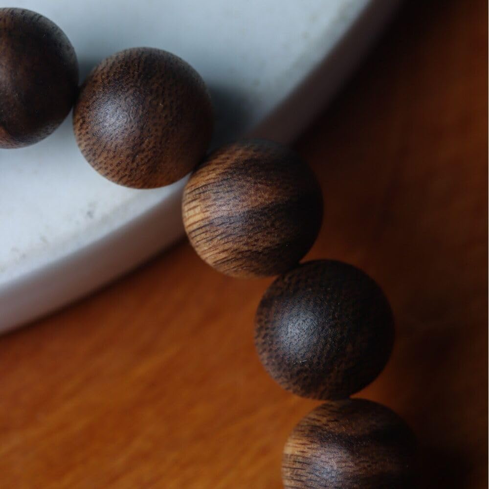 Agarwood 12mm Natural agarwood White Chess Sinking Flower Bead Strand Buddha Bead Rosary