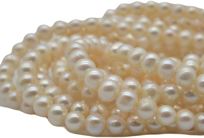 13 inch Strand of Natural gem Freshwater Pearl, 9-10mm Round Smooth Beads for DIY Jewelry Making. | Beads_03759