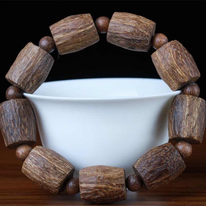 Vietnamese Agarwood sinensis Old Barrel Beads 22mm Freeform Bracelet