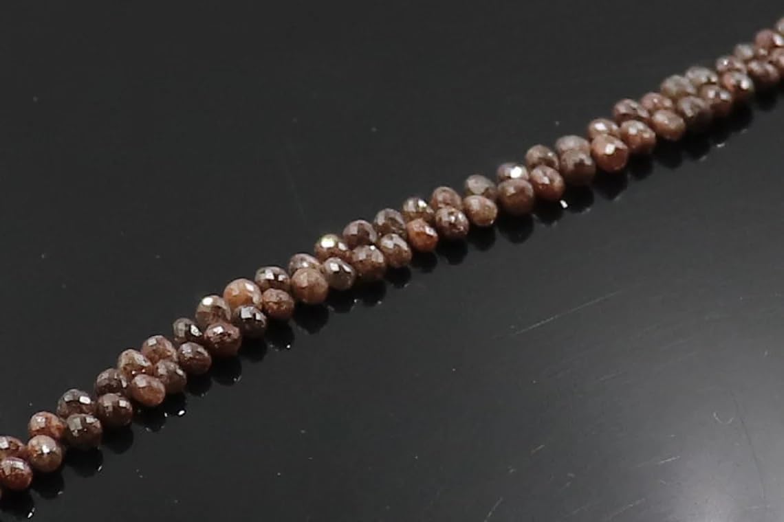 AAA+ Natural Brown Diamond Faceted Drops Shape Beads 5 Inch Diamond Beads Strand for Jewelry Making