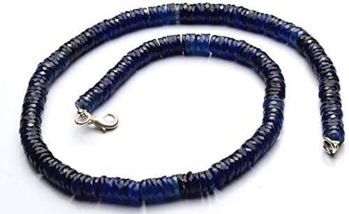 1 Strand Natural Blue Sapphire 7MM Micro Faceted Heishi Beads 16 Inch Long Long Code-HIGH-11571