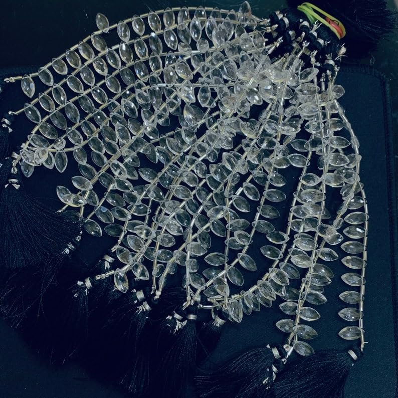 Natural Crystal Quartz Boat Smooth Beads 12X6 14X7 mm 7 inch Long String Jewelry Making Gemstone Beads for Necklace Bracelet