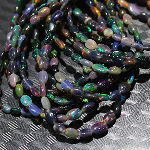 13 inch Strand of Natural gem Ethiopian Opal, 6-8mm Oval Smooth Beads for DIY Jewelry Making. | Beads_03753