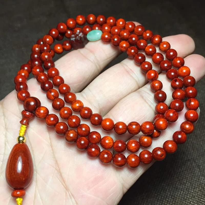 Mascot Wooden Crafts Wood Carving Art Wood Decoration Artwork 小叶紫檀0.6 * 108颗带星 搭配水滴挂坠内搭梅 珠子圆润饱满(小叶紫檀水滴花朵款8MM)