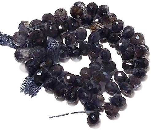 Iolite Tear Drop Beads, Iolite Briolette Beads, Faceted Briolettes, 6x8mm to 8x11mm, 8 Inch Strand Code-HIGH-48086