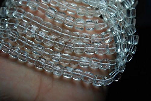 13 inch natural beads strand of 7-8mm faceted box crystal quartz gemstone beads for DIY jewelry - necklace, bracelet, earring, ring.