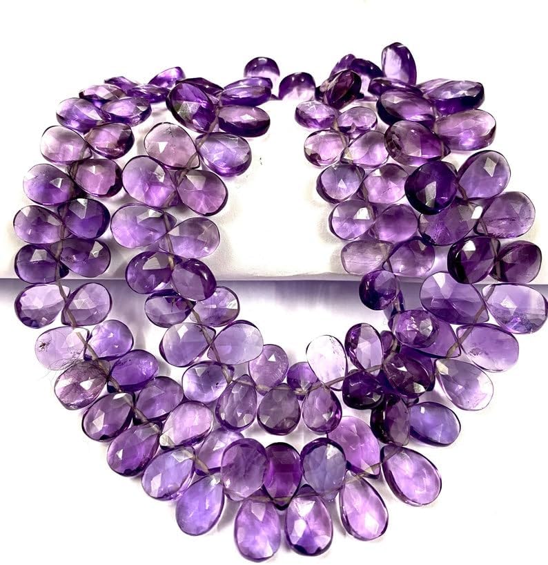 Natural Amethyst pear Faceted Beads 6X9-8X11 18 inch Long String Jewelry Making Gemstone Beads for Necklace Bracelet