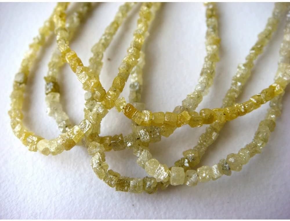 1.5mm To 2mm Yellow Rough Diamond Box Cubes, Yellow Raw Diamonds, Raw Box Diamonds Beads, Conflict Free Diamond Beads (4IN T0 16IN Options), 1.5-2 MM
