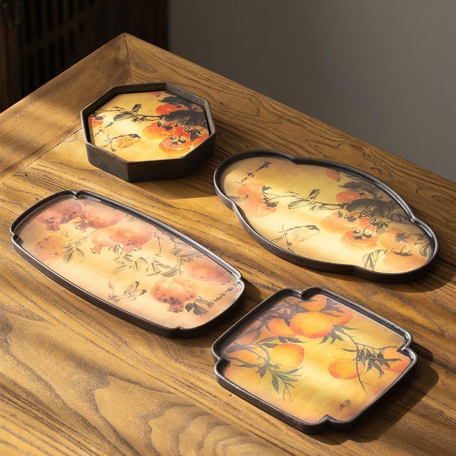 Foodtray Ruyi Ceramic Small Tea Tray Dry Pot Holder Ceremony Accessories Home Chinese Dining Serving(C)