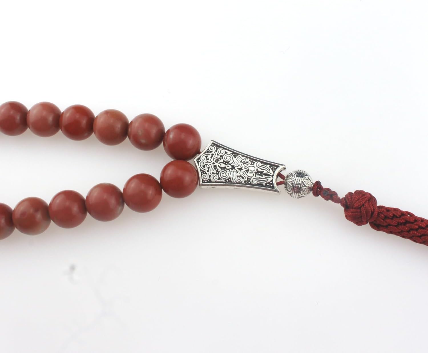 Muslims Islamic Dhikr 33 Tasbeeh Tasbih Prayer Beads, Brown Jade Stone Beads with Tassel