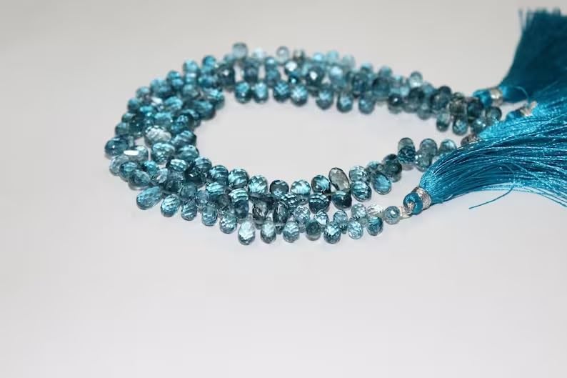 London Blue Topaz Faceted Drops Beads 4 * 6-5 * 8 mm London Blue Topaz Beads Blue Topaz Briolette Beads London BT Beads Wholesale Beads