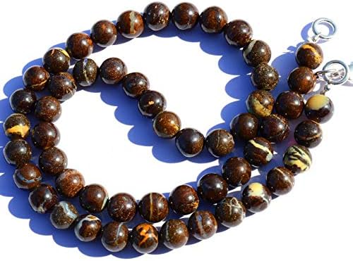 Very Rare Natural Gem Australian Boulder Opal 8MM Approx Size Smooth Round Beads 17 Inch Full Strand Finished Necklace Rare Gemstone