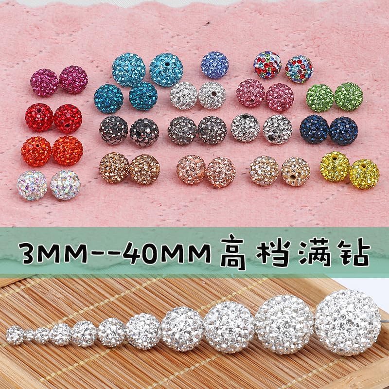 30pcs 3-40mm Shiny Crystal Beads, Rhinestone Beads for DIY Jewelry Making, Durable Spacer, Bracelet Charms for Crafting, Gifts (Champagne Color, 30pcs 40mm)