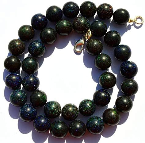 Very Rare Natural Gem Australian Matrix Black Opal Big 11MM Approx. Smooth Round Beads 16 Inch Full Strand Finished Necklace Rare Gem