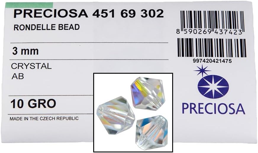 Authentic Preciosa 3mm Crystal AB Bicone Beads Sealed Factory Pack of 1,440pcs (45169302)