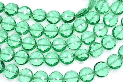 3 x 7 Inch 10mm Florite Green Colored Quartz Faceted Coin Briolette Beads Strand Code-HIGH-59137