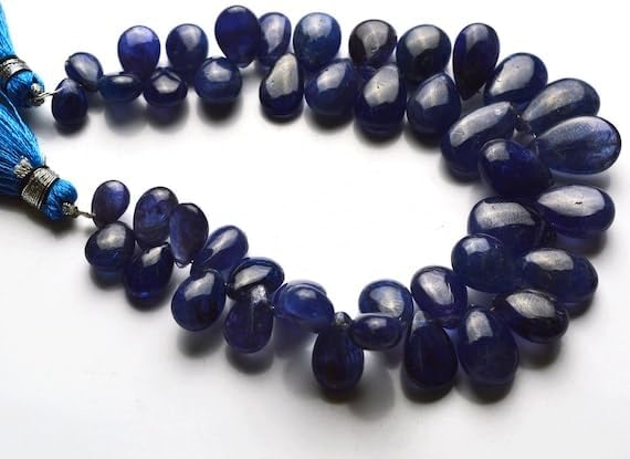 Beads Gemstone 1 Strand Natural 7 Inch Strand Super Finest, Super Rare,Natural Tanzanite Smooth Pear Shape Beads Briolettes 7 to 15 mm Code-HIGH-28348