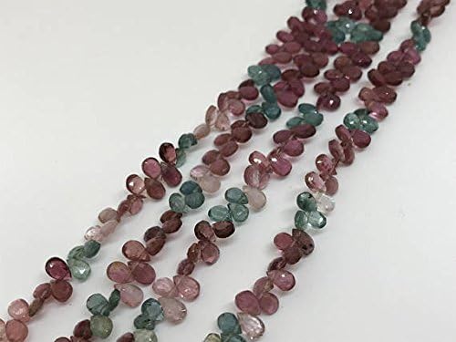 4X6MM Tourmaline FacetedPearBriolettes, Tourmaline Briolettes, 8.5 Inch Strand Multi Color Tourmaline, Tourmaline Layout, Small Drops
