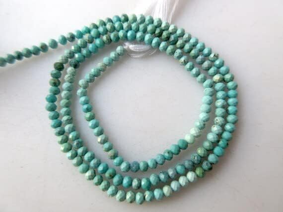 Natural Sleeping Beauty Arizona Turquoise Faceted Rondelle Beads, 2mm Faceted Arizona Turquoise Beads, 13 Inch Strand