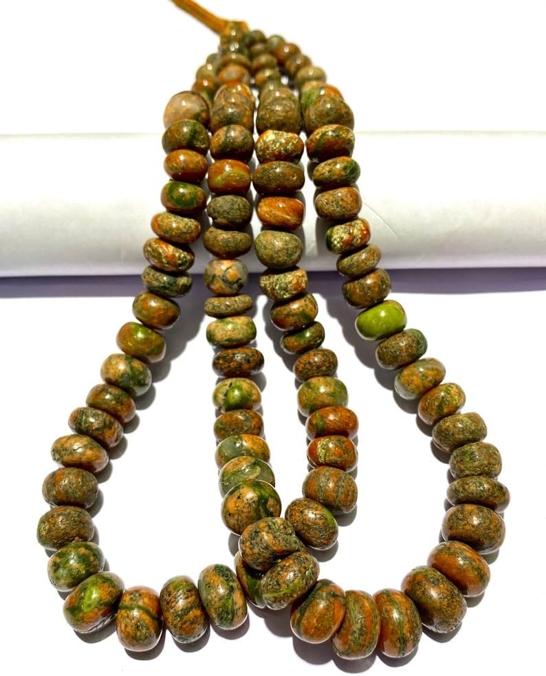 Natural UNAKITE rondelle soomth Beads 8x11mm 18 inch Long String Jewelry Making Gemstone Beads for Necklace Bracelet