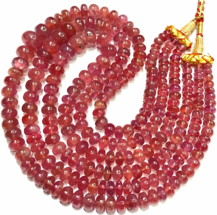 Natural Pink Sapphire roundelle Smooth Beads 6-10 MM 16 inch Long String Jewelry Making Gemstone Beads for Necklace Bracelet