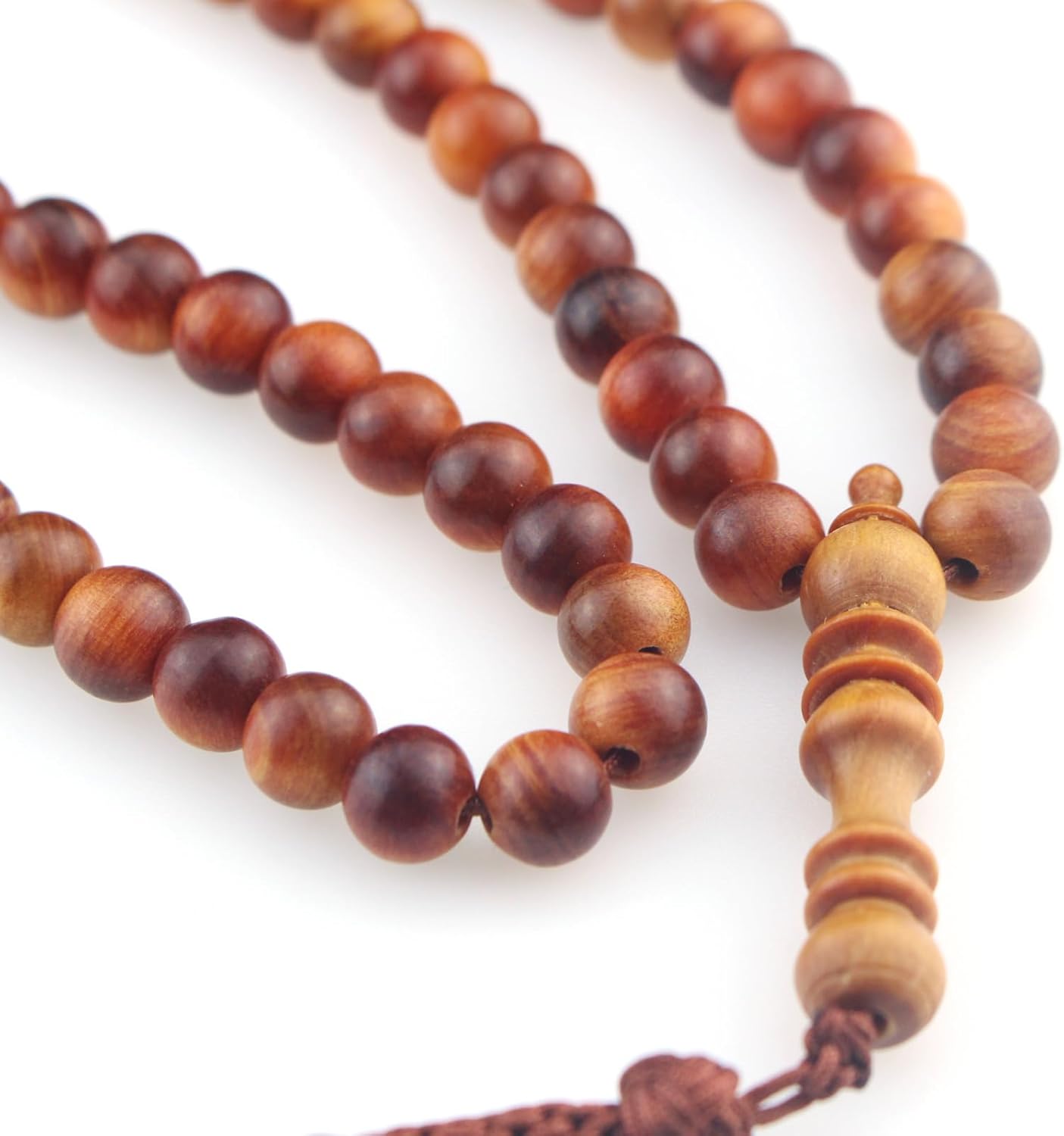 Muslims Islamic Dhikr 99 Tasbeeh Tasbih Prayer Beads, Brown Wood Beads with Tassel