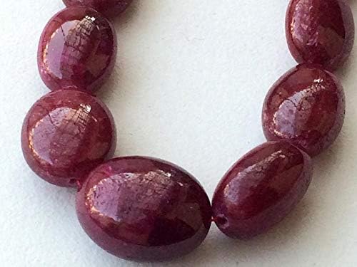 Ruby Beads, Ruby Jewelry, Ruby Necklace, Ruby Smooth Plain Tumble Beads, 17-22mm, 16 Inch Full Strand