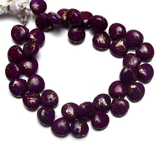 13 inch Natural Beads Strand of 10mm Smooth Heart Mojave Purple Copper Turquoise Gemstone briolletes Beads for DIY Jewelry - Necklace, Bracelet, Earring, Ring.