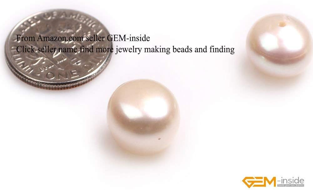 GEM-Inside 11mm 16 Pairs White Half Drilled Freshwater Pearls Loose Beads Handmade Beads for Jewelry Making Jewelry Beading Supplies for Women