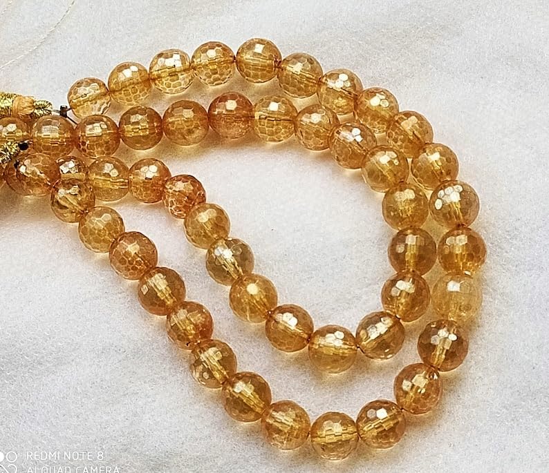 13 inch Strand of Natural gem Mystic Champagne Quartz, 7.5-8mm Round Faceted Beads for DIY Jewelry Making. | Beads_05723