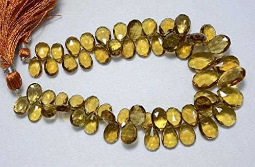 Beer Quartz Beads, Quartz Pear Shape, Briolette Beads Faceted Gemstone for Jewelry, 7x10mm to 9x16mm, 9 Inches Strand Code-HIGH-24742
