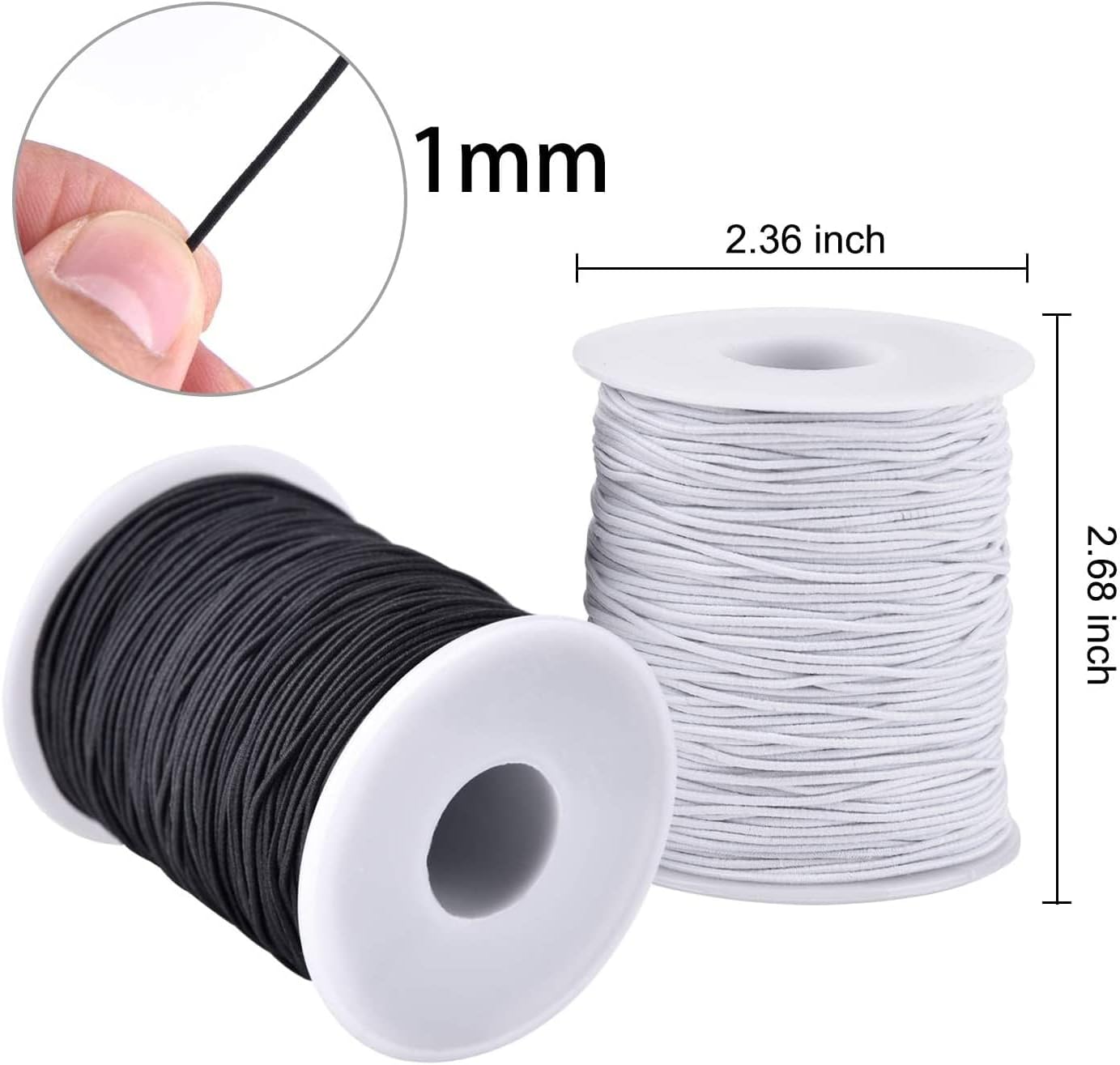 Beading Cords & Threads, Black White Round Strong Stretchy String Rope for Sewing Craft Garment DIY Accessories, 1 Pcs(White Diameter 5mm,10Meters)