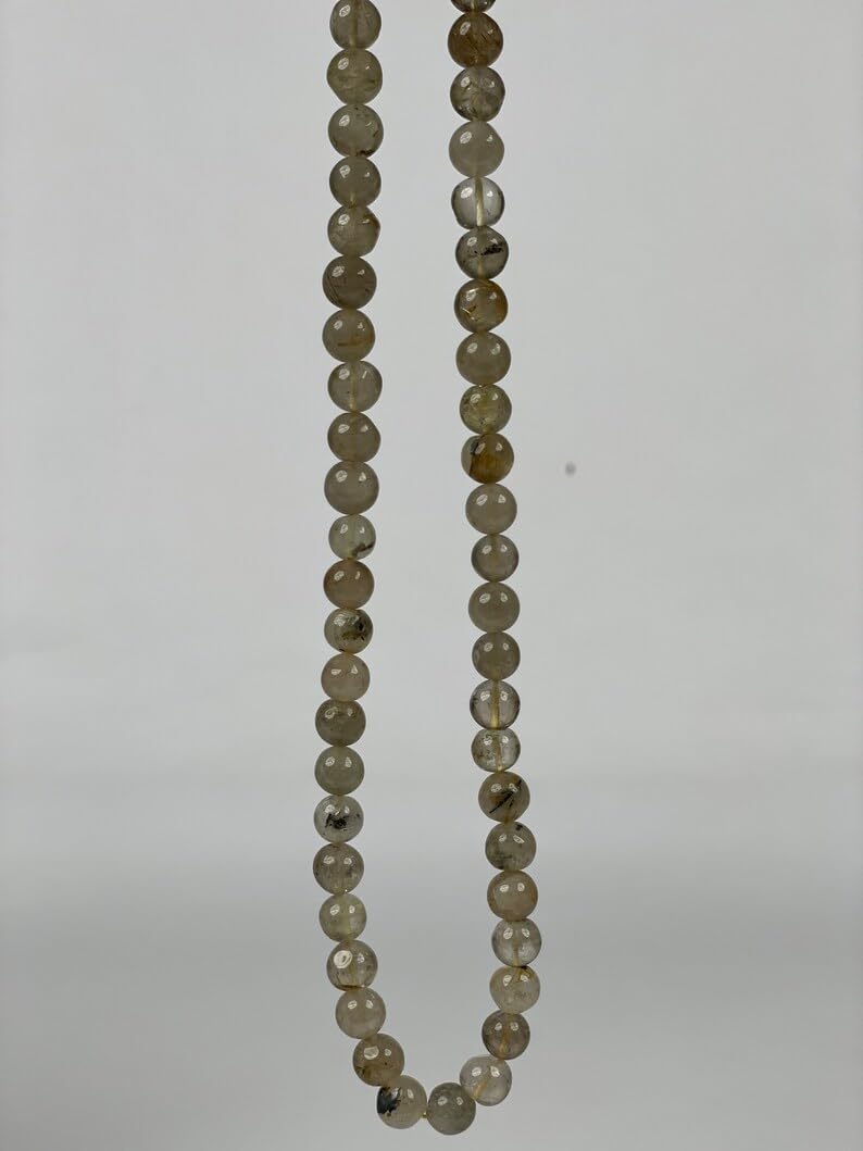 Natural Natural Golden Rutile Quartz rondella Smooth Beads 7-8mm 18 inch Long String Jewelry Making Gemstone Beads for Necklace Bracelet