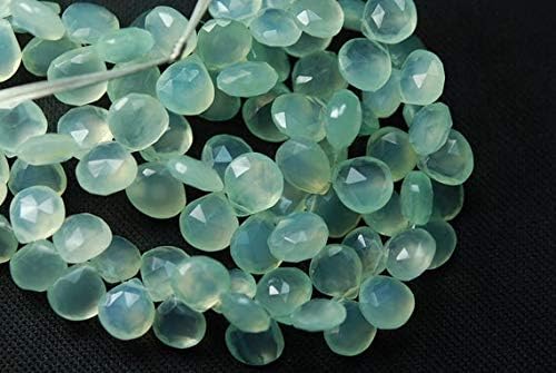 180 Pieces,Super Finest,Sea Green Aqua Chalceny Faceted Heart Briolettes 10-12mm Code-HIGH-56920