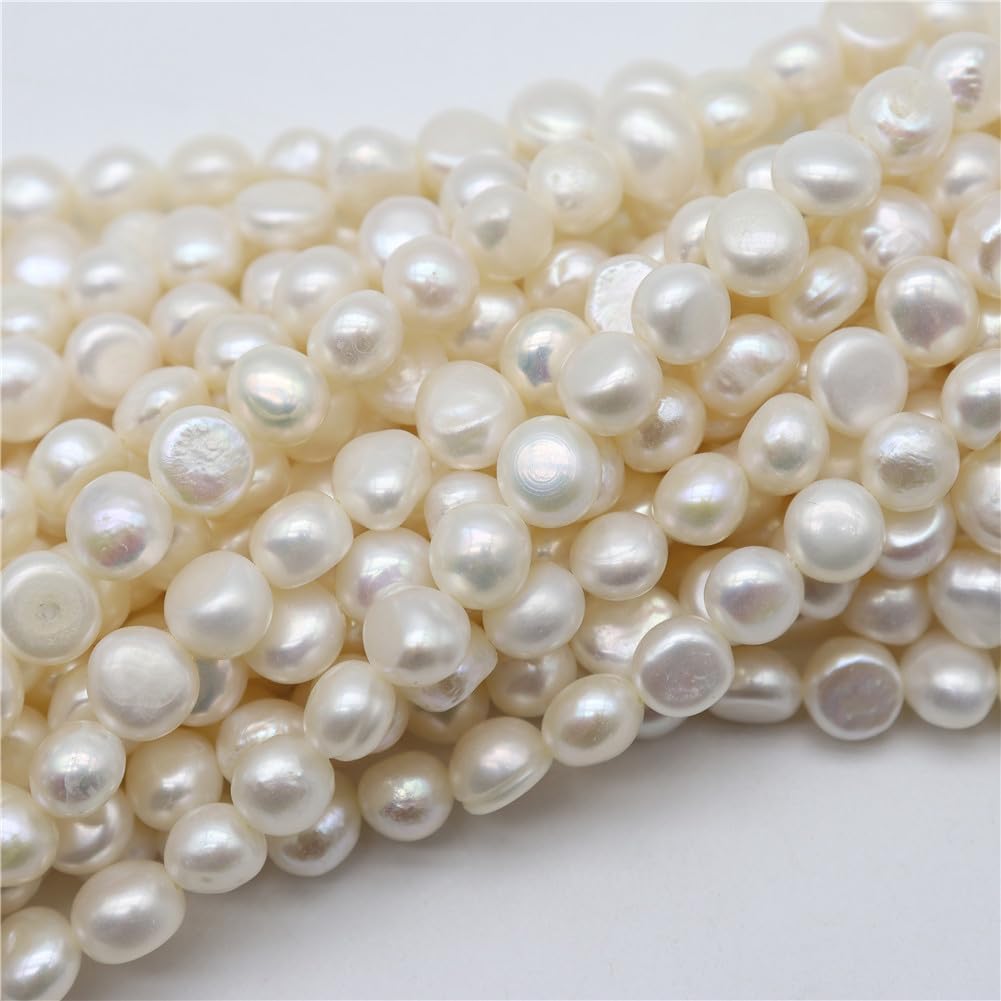 8Mm-9Mm Natural Freshwater Pearls Beads Rice-Shaped Circular Flat-Shape Irregular Beads for Jewelry Making Black 200 Pieces