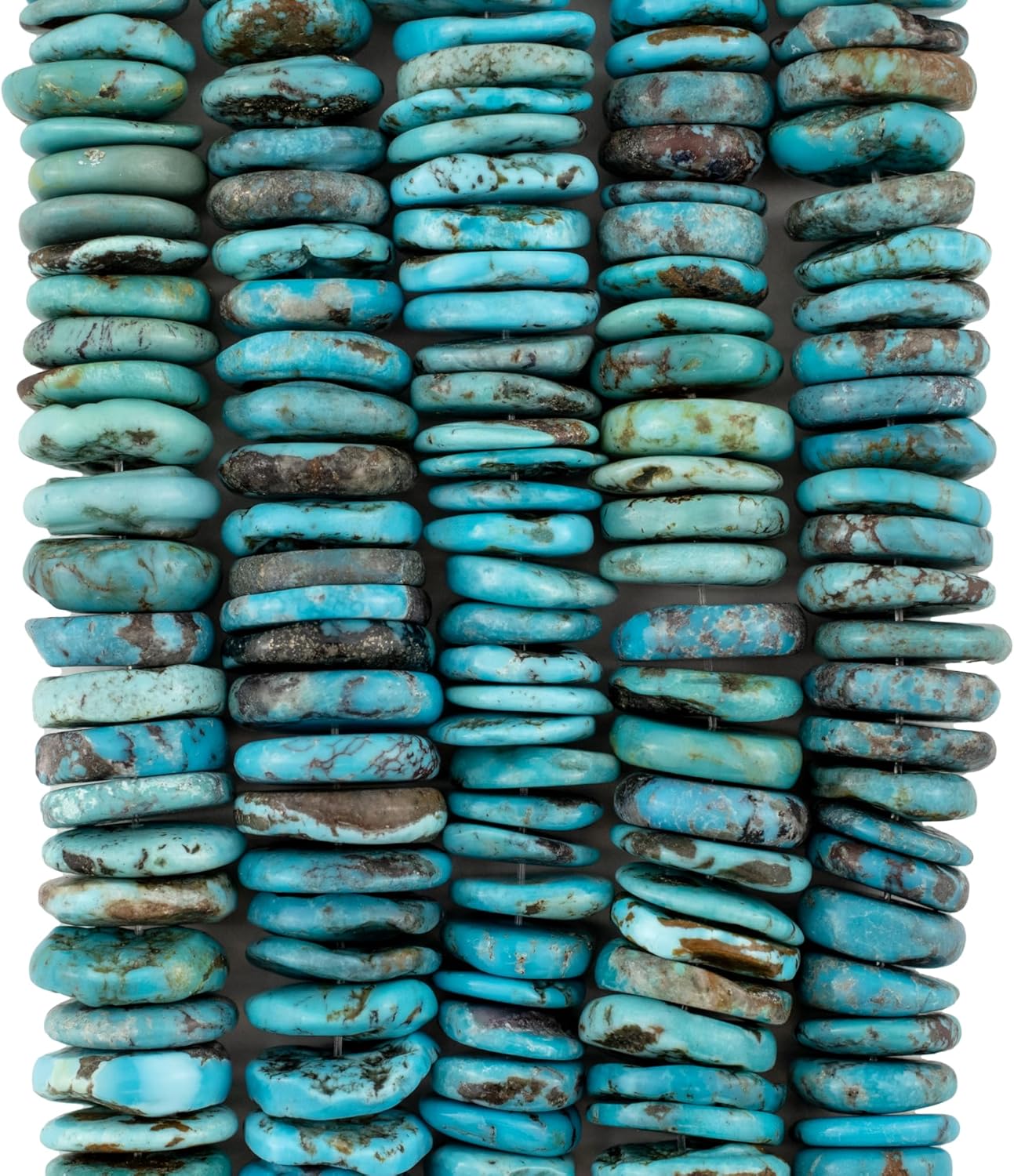 Natural Turquoise Graduated Disk Beads: Authentic Blue Stone Strand for Jewelry Making, 16 Inch