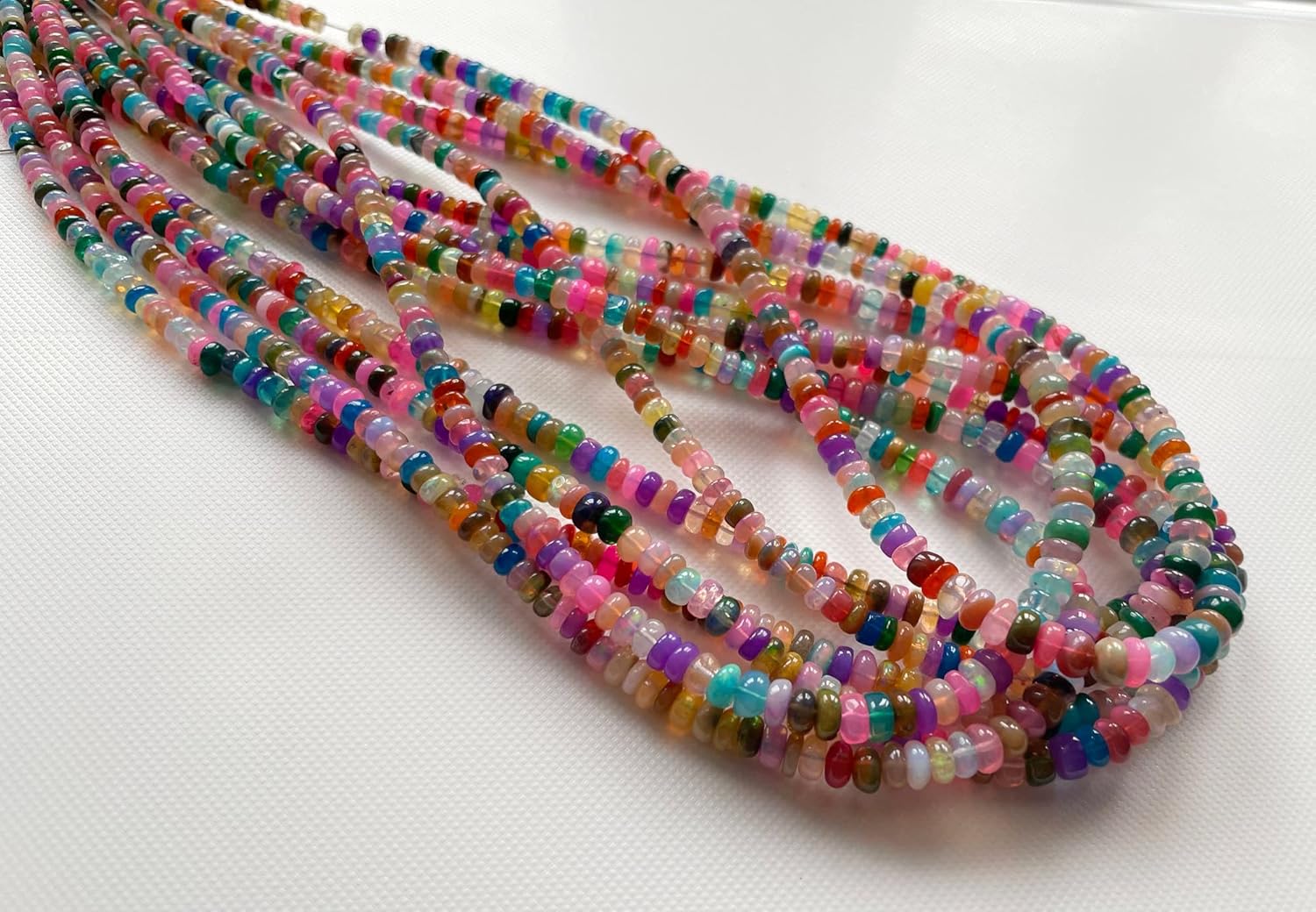 3-5 mm Colorful Opal Beads, Fancy Multi Color Rare Enhanced Opal Plain Smooth Rondelle Beads For Jewelry (8 IN To 16 IN) - ASG83