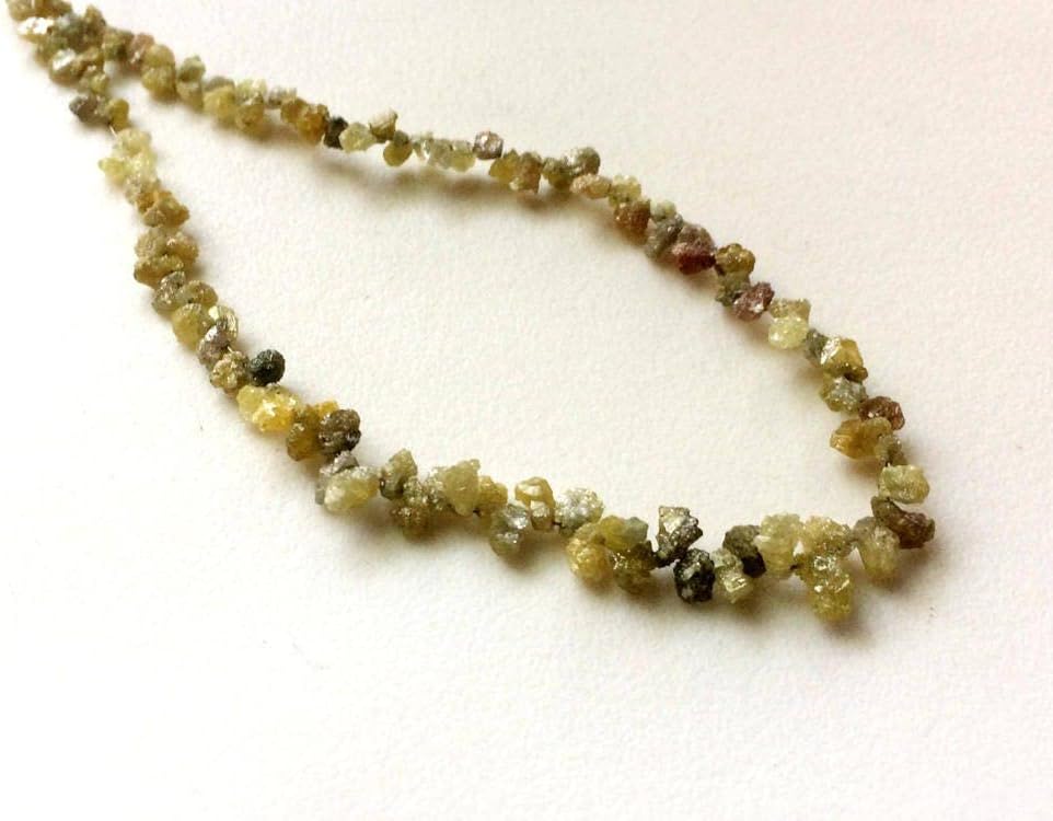 3.5-6mm Yellow Rough Diamond Drops, Yellow Raw Diamond Beads, Yellow Diamond Briolettes, Conflict Free Diamonds For Jewelry (4.5IN To 9IN), 3.5-6 MM