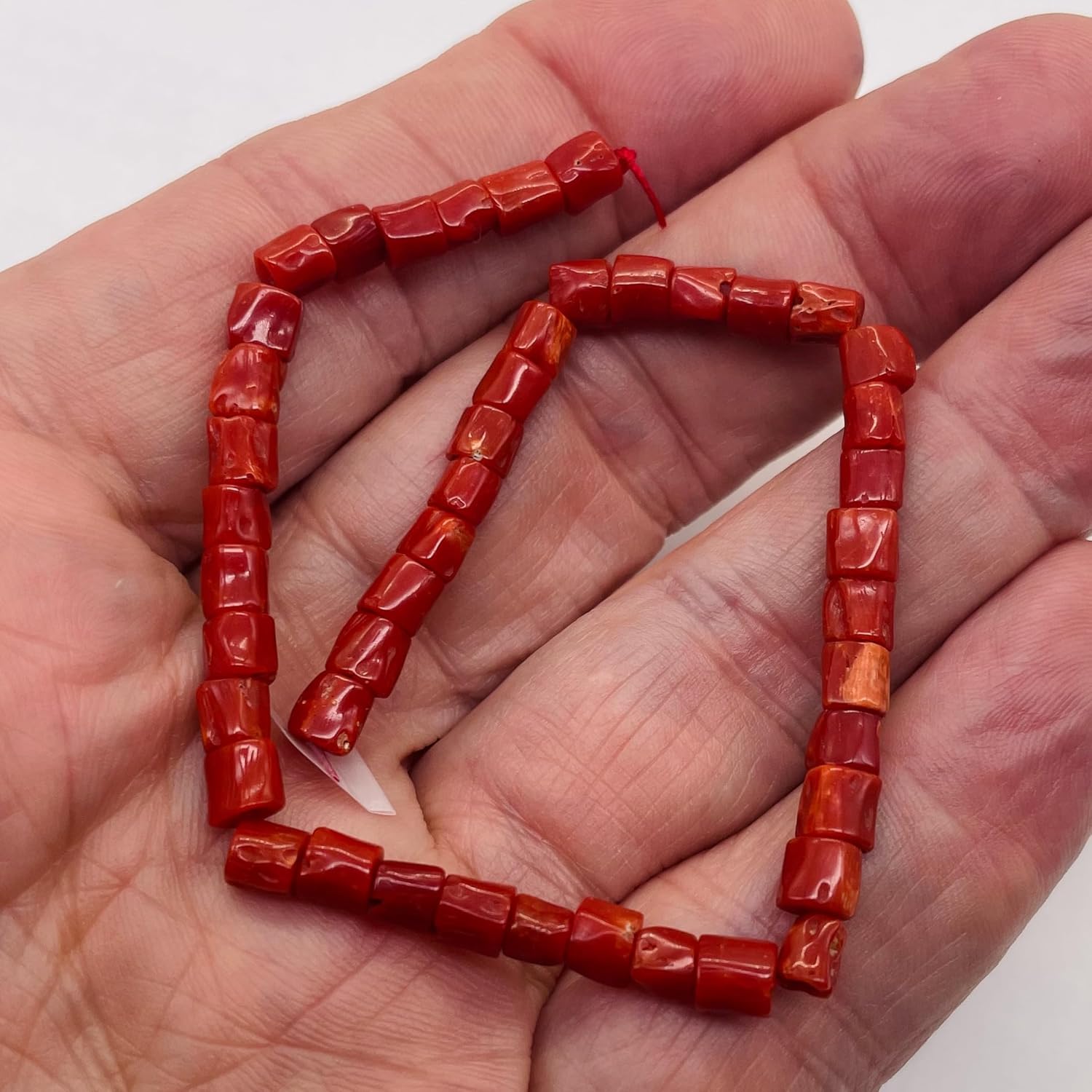 Generic Natural AAA Red Coral Branch Bead Strand | 4x6mm | 44 Beads |