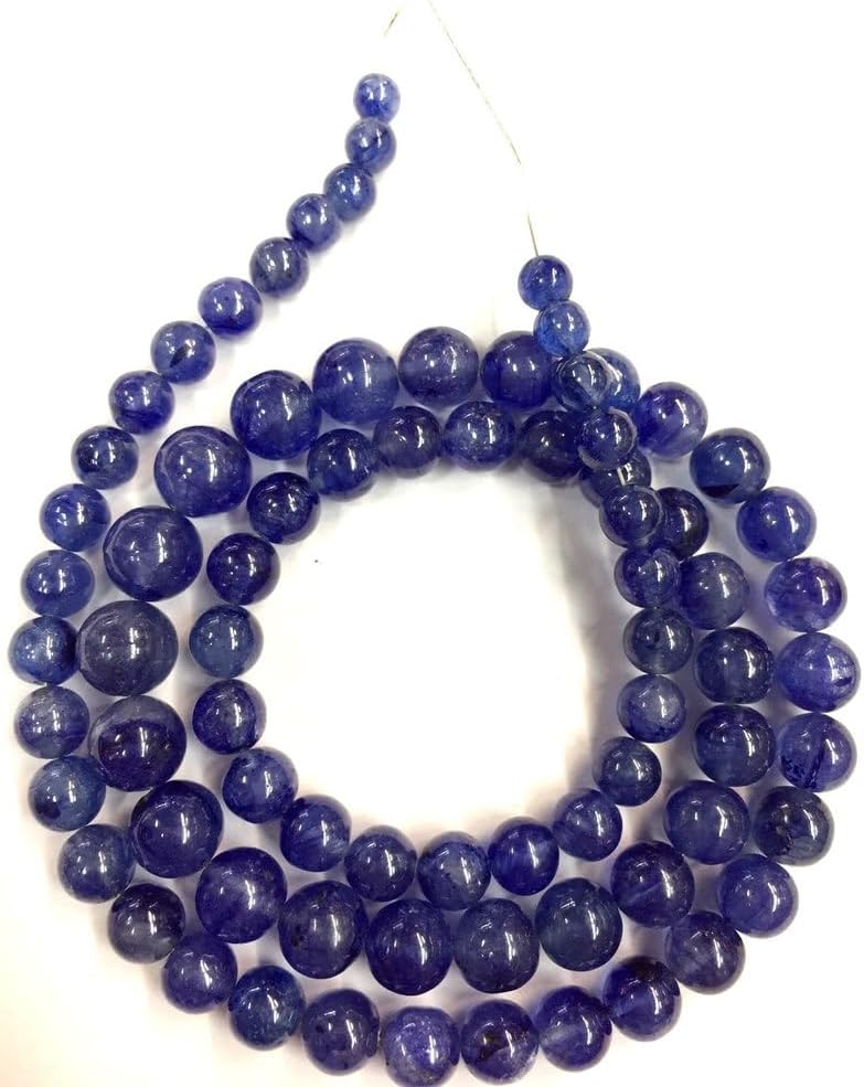 13 inch Strand of Natural gem Blue Sapphire, 5-10mm Round Smooth Beads for DIY Jewelry Making. | Beads_01995
