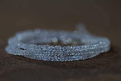 AAA++ Rare Quality Rainbow Moonstone Necklace, Long Layering Gemstone Necklace, Multi Wrap Delicate Bracelet, Rose Gold Filled or Sterling Silver Plated3-3.25mm 20 inches Code- WAR731