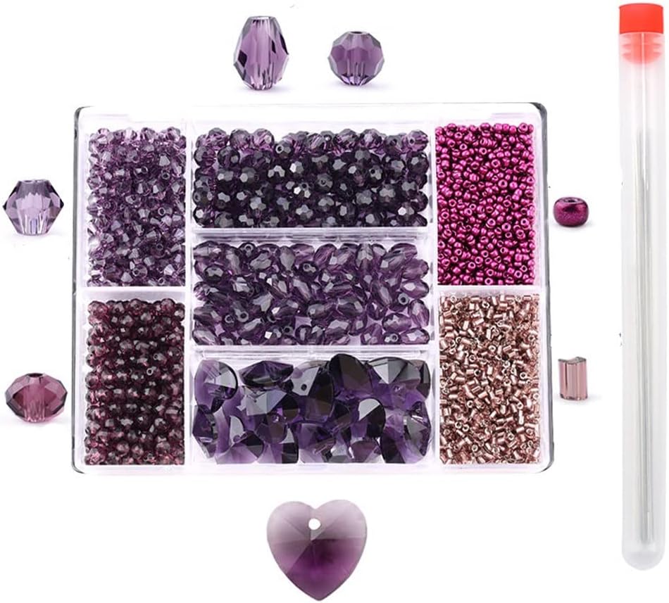 Mixed Shape Beads Set Crystal Beads Faceted Beads Charm Glass Beads Loose Spacer Beads for Jewelry Making DIY (Color : E, Size : 1)