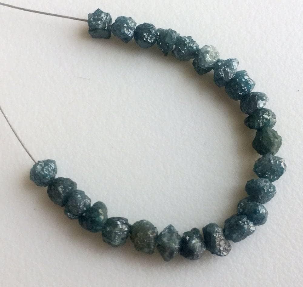 Women's 6-8mm Large Hole Bead, Blue Rough Diamond Beads, 1mm Drilled Blue Diamond Briolettes For Jewelry (1pc To 5Pc Options) - DS4053A