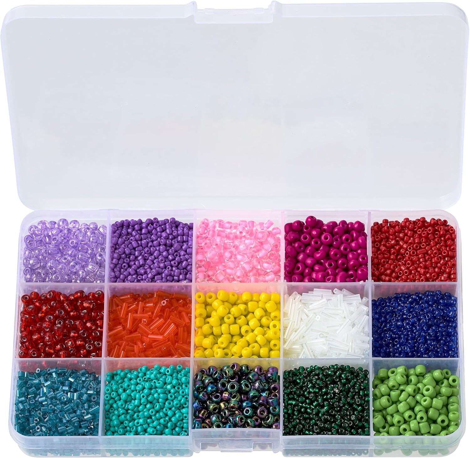 Bead Landing Rainbow Mix Glass Seed Beads, 6 Pack
