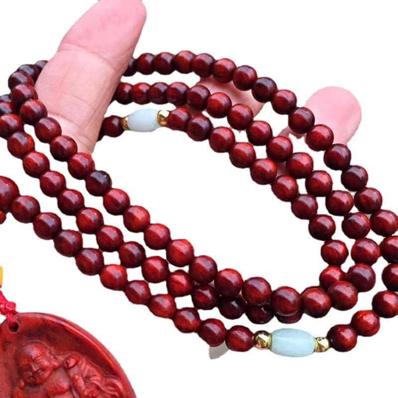 Mascot Wooden Crafts Wood Carving Art Wood Decoration Artwork 弥勒佛小叶紫檀0.6 * 108颗佛珠手链项链 珠子圆润饱满光滑细腻(弥勒佛小叶紫檀0.6 * 108颗佛珠手链项链 珠8mm)