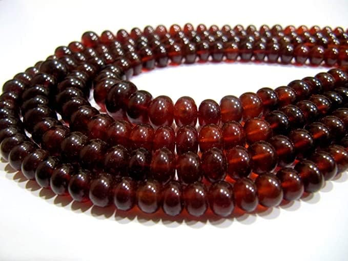 Hanumat Gems Lot of 10 Strands Natural Hessonite Garnet 5-10mm Size Beads Plain Smooth Rondelle Shape Hessonite Beads Strand 10 inches Unique Gemstone Beads Strand