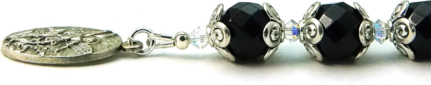 Catholic Prayer Beads St Michael Protector Small Chaplet Lapis Gemstone Blessed with Anointing Oil