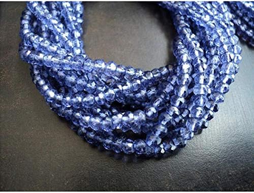 10 Strands Wholesale Price Blue Coated Quartz Bead, Iolite Color, Micro Faceted Rondelle Beads, 4mm Beads, 14 Inche