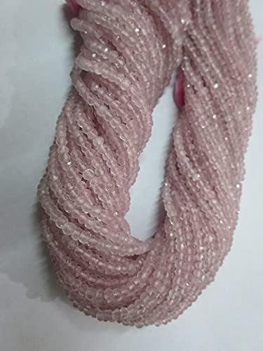 100 Strings Lot Natural Rose Quartz Micro Rondelle Beads Facited 3.50 mm 14